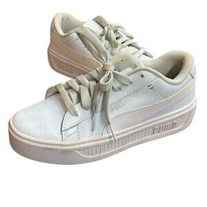 Puma Smash Platform V3 Women's Sneakers 7 White Lace Up Casual Shoes